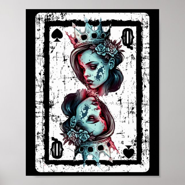 Poster Jogo Gótico Rainha dos Espadas do Dia das Bruxas (Frente)