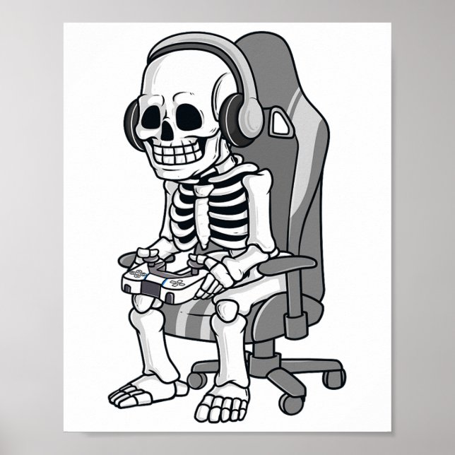 Poster Jogo Halloween Skeleton Assustador Meninos Jovens (Frente)