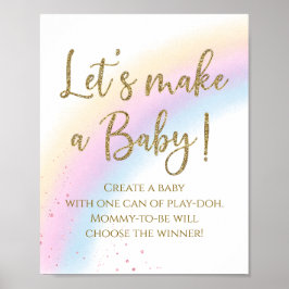 Poster Jogo para Chá de Bebê Arco-íris Pastel Vamos Fazer