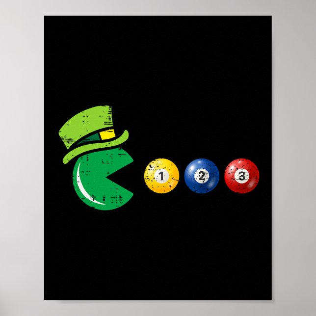Poster Jogo Retro Dia de São Patrício de Bilhar  (Frente)