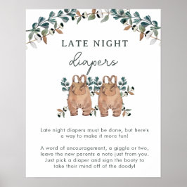 Poster Jogos de Chá de Gêmeos Neutros do Gênero Boho