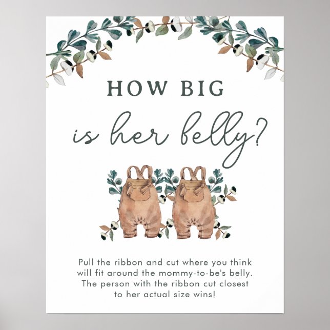 Poster Jogos de Chá de Gêmeos Neutros do Gênero Boho (Frente)