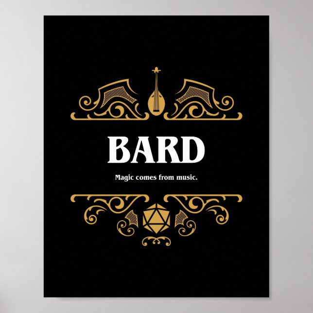 Poster Jogos de RPG Tabletop de Classe Bard (Frente)