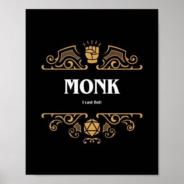 Poster Jogos de Tabletop RPG de classe monk (Frente)