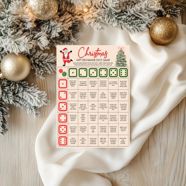 Poster Jogos de Trocas de Presentes de Natal, Jogo de Dad (Christmas Gift Exchange Games, Christmas Dice Game Poster)
