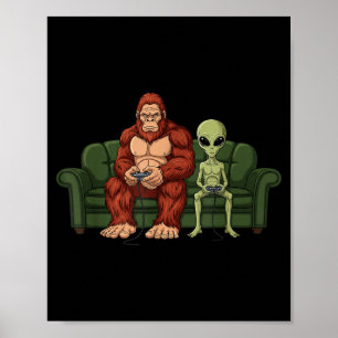 Poster Jogos de Vídeo Alienígena Pé Grande Jogos Sasquatc