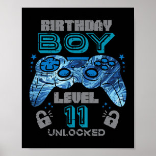 Poster Jogos de vídeo desbloqueados do nível 11 Birthday 