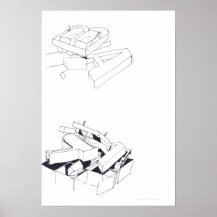 Poster Jogos do Edifício Desenho 7 com B e A Monograma P