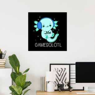 Poster Jogos Kawaii Axolote Axolote Gamer