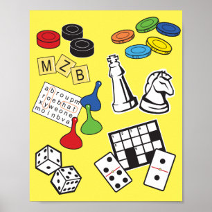 Poster jogos Noite, Jogos de Conselho e Quebra-cabeça de 