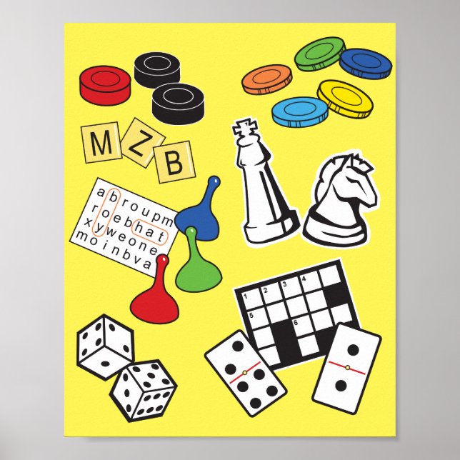 Poster jogos Noite, Jogos de Conselho e Quebra-cabeça de  (Frente)