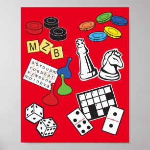 Poster jogos Noite, Jogos de Conselho e Quebra-cabeça de