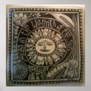 Pôster jogue no calor do azulejo do sol