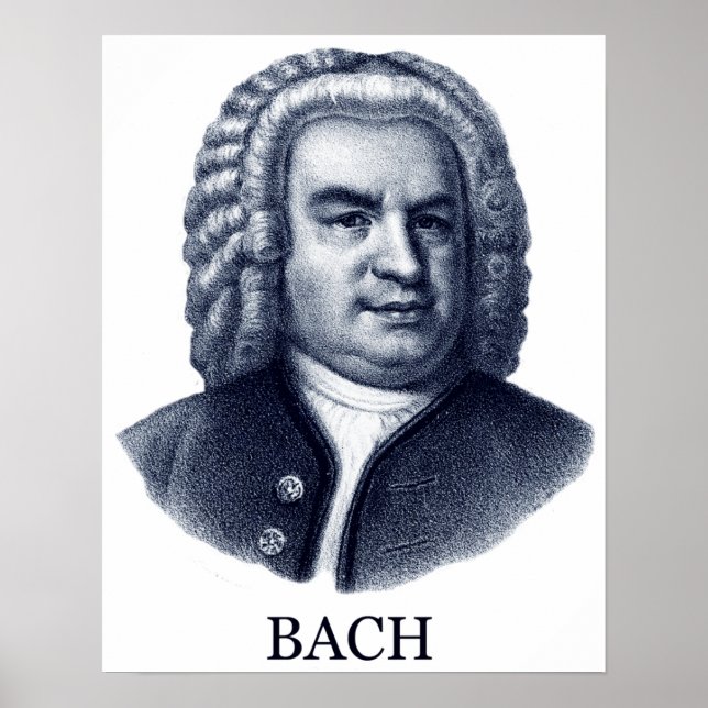 Poster Johann Sebastian Bach, azul (Frente)
