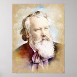 Poster Johannes Brahms Retrait im Aquarell Style