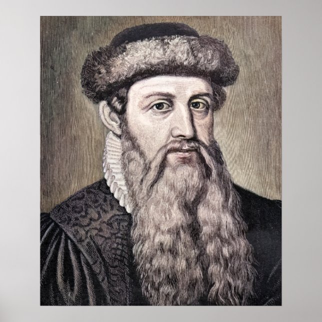 Poster Johannes Gutenberg - Inventor (Frente)