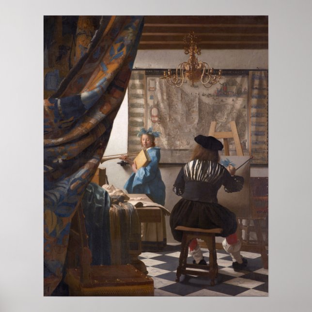 Pôster Johannes Vermeer, Alegoria da Arte da PinturaJ (Frente)