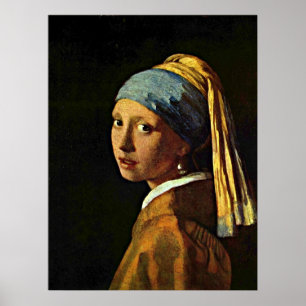 Poster Johannes Vermeer art - Rapariga com um brinco de p