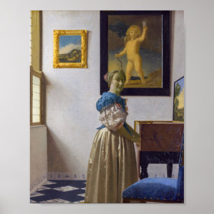 Poster Johannes Vermeer - Dama de pé em uma Virgínia