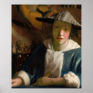 Poster Johannes Vermeer - Garota com flauta