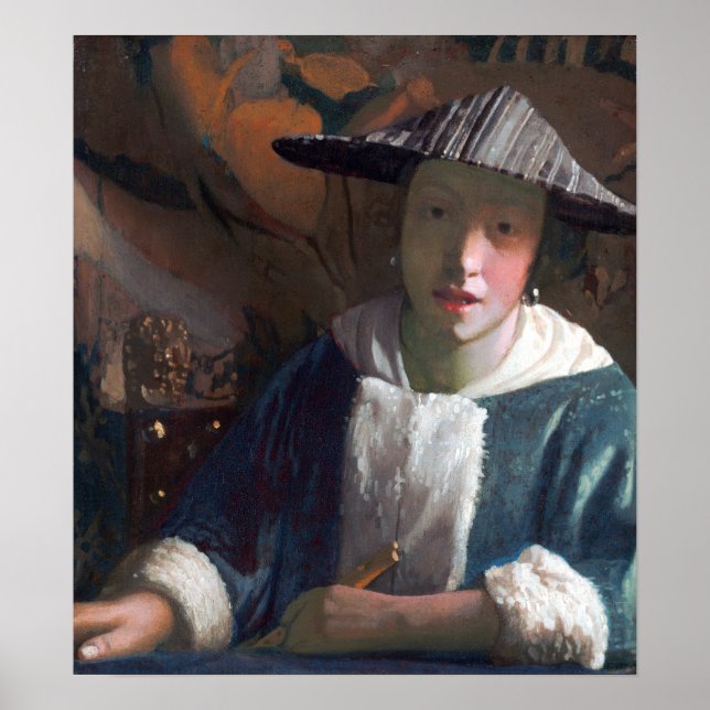 Poster Johannes Vermeer Girl com flauta (Frente)
