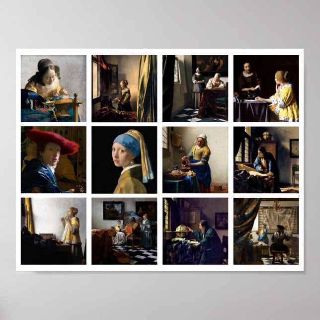 Poster Johannes Vermeer - Grelha de Mastercastas (Frente)