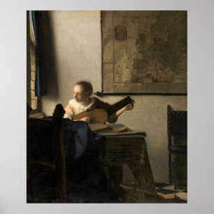 Poster Johannes Vermeer - Jovem Mulher com Alaúde