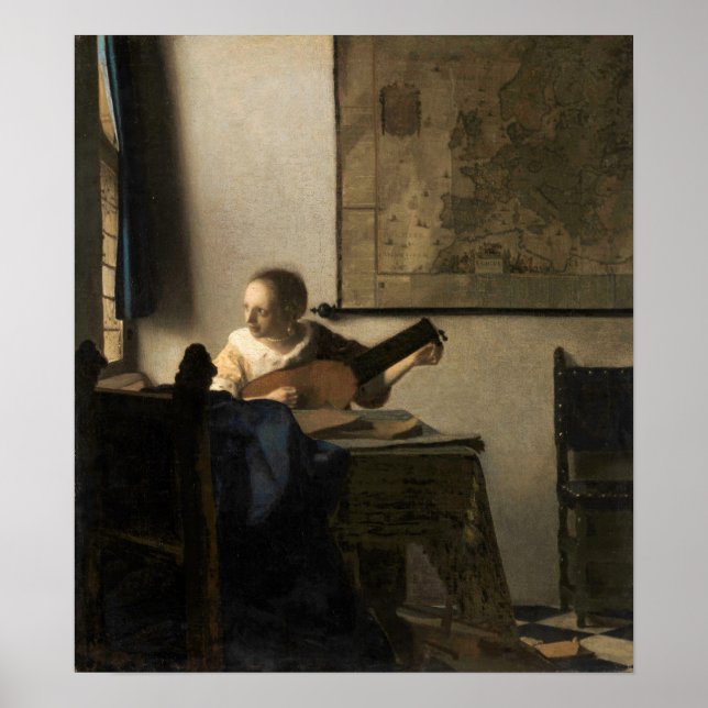 Poster Johannes Vermeer - Jovem Mulher com Luta (Frente)