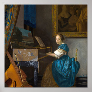 Poster Johannes Vermeer - Lady Sentada em uma Virgem