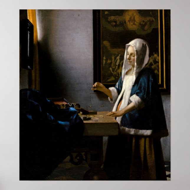 Poster Johannes Vermeer - Mulher Equilibrando (Frente)