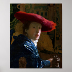 Poster Johannes Vermeer - Rapariga com Chapéu Vermelho