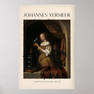 Poster Johannes Vermeer Uma Mulher Alimentando Papagaio -