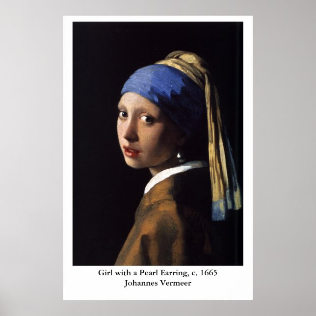 Pôster Johannes Vermeer's Girl with a Pearl Earring (Frente)