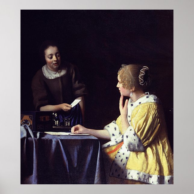 Poster Johannes Vermeer's Mistress and Maid (1666) (Frente)