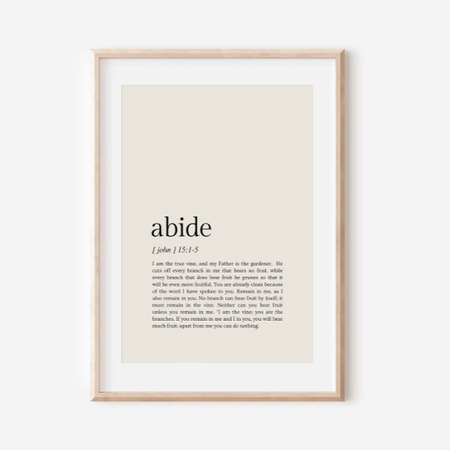 Poster John 15:1-5 Eu sou o Verdadeiro Vinho, Abide In Me (Criador carregado)