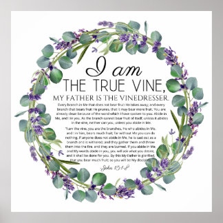 Poster John 15:1-8 Escritura Floral da Lavanda Eucalyptus
