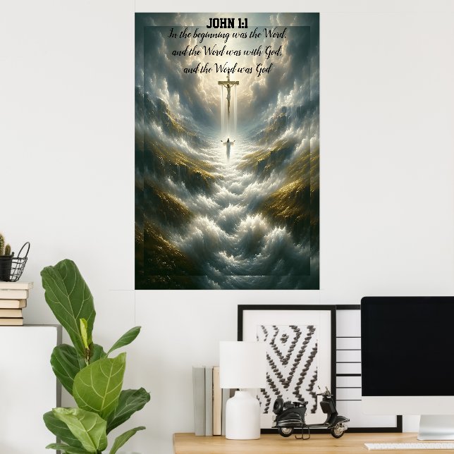 Poster John 1:1 No começo foi a palavra (Escritório em casa)
