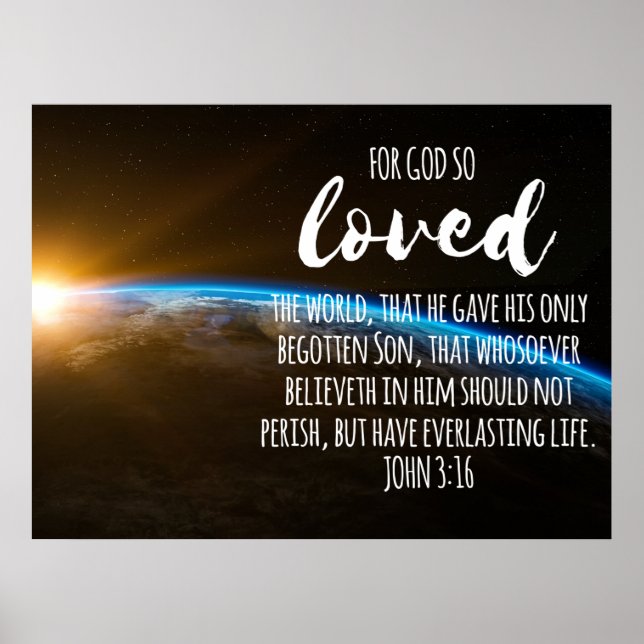 Poster John 3:16 Bíblia Verse Christian (Frente)
