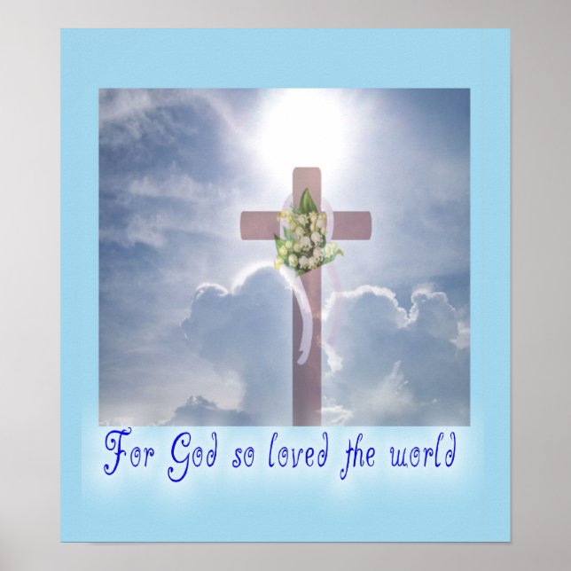 Poster John 3:16, Cruz nas Nuvens (Frente)