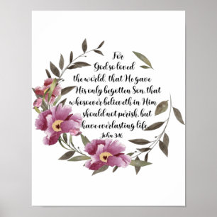 Poster John 3:16 Para Deus, Tão Amado O Mundo, Escritura