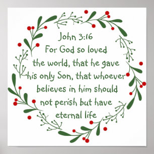 Poster John 3:16 Por Deus tanto amou o Natal do mundo