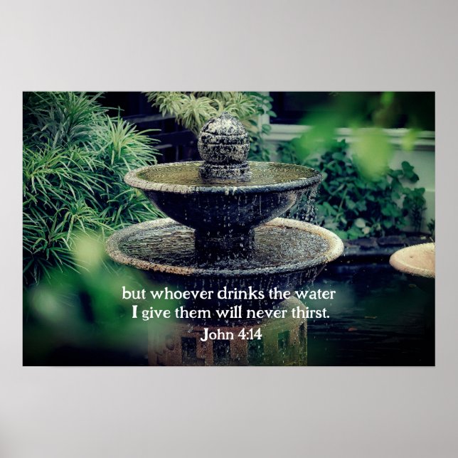 Poster John 4:14 Quem bebe a água que dou Bíblia (Frente)