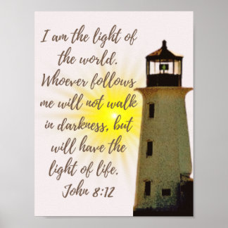 Poster John 8:12 com Farol