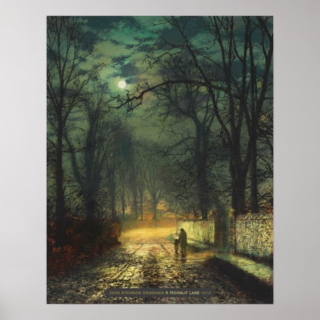 Poster John Atkinson Grimshaw A moonlit lane 1874 CC0325 (Frente)