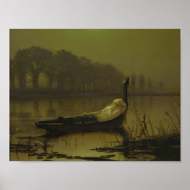 Pôster John Atkinson Grimshaw - A Senhora de Shalott (Frente)