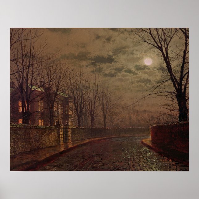 Poster John Atkinson Grimshaw | Cena de Moonlit Street, 1 (Frente)
