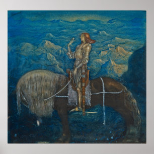 Poster John Bauer - En riddare red Fram 1915