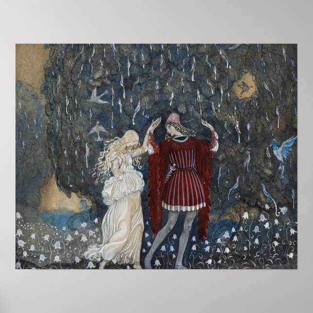 Poster John Bauer - Lena dança com o Cavaleiro (Frente)