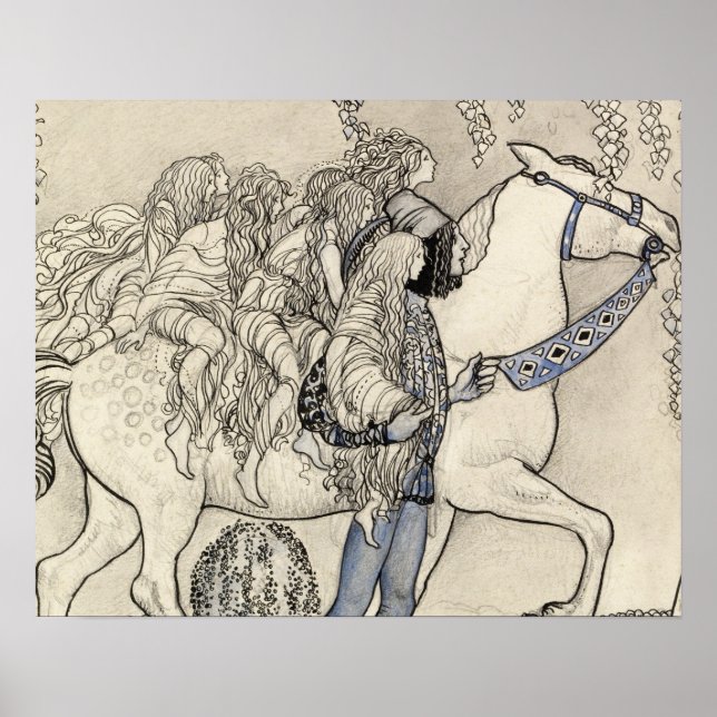 Pôster John Bauer - O Cavalo que Liderou no Bit (Frente)