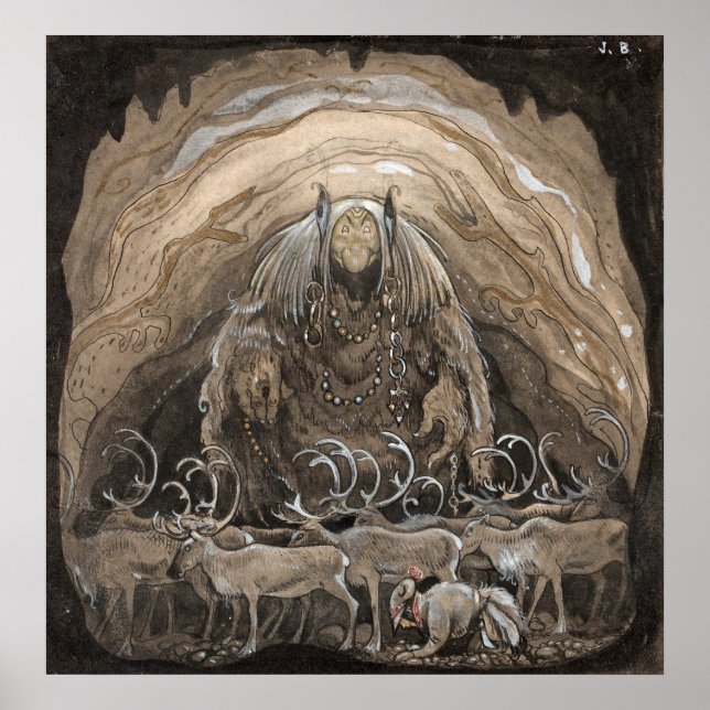 Poster John Bauer - The man who walk among gnome (Frente)